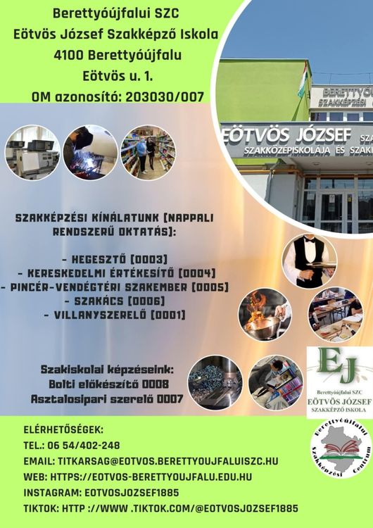 Szakképzési kínálatunk 8.-os tanulók részére 